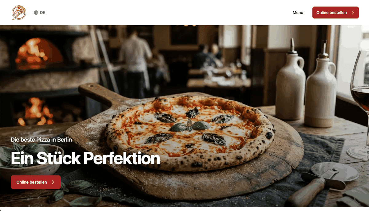 Eine Restaurant-Website, erstellt mit Vendo
