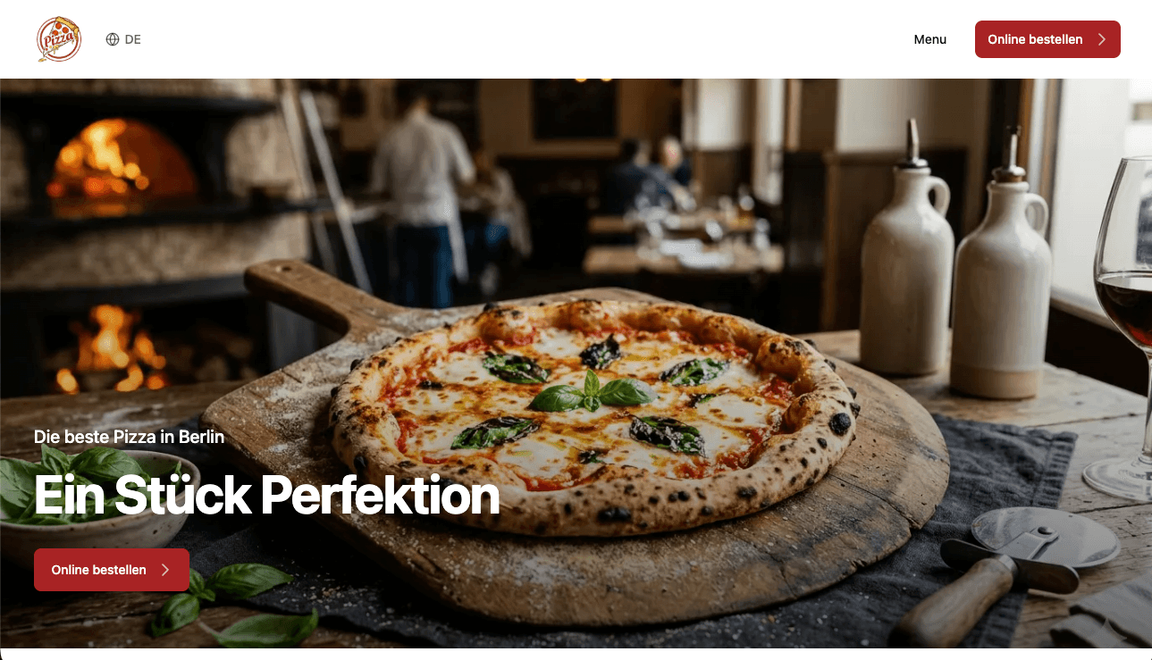 Restaurant website built with Vendo